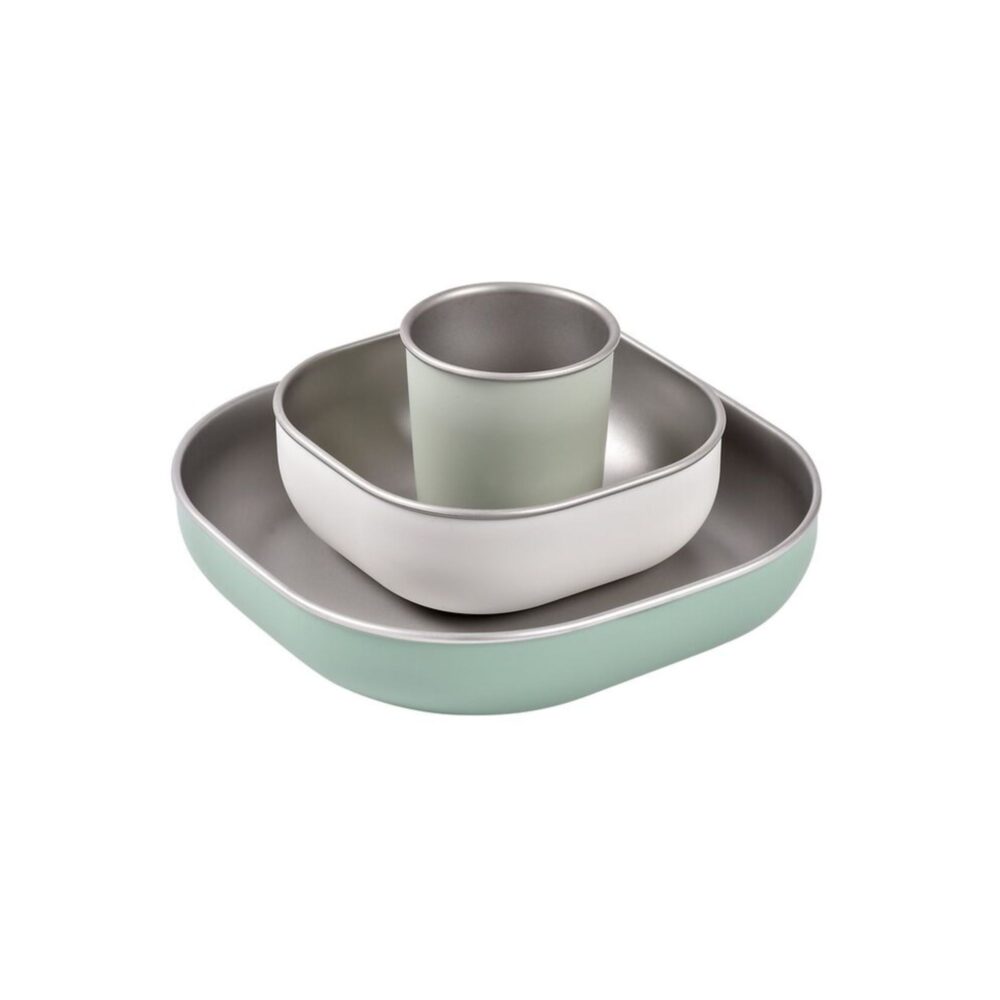 Juego de vajilla de acero inoxidable apto para microondas - Verde salvia