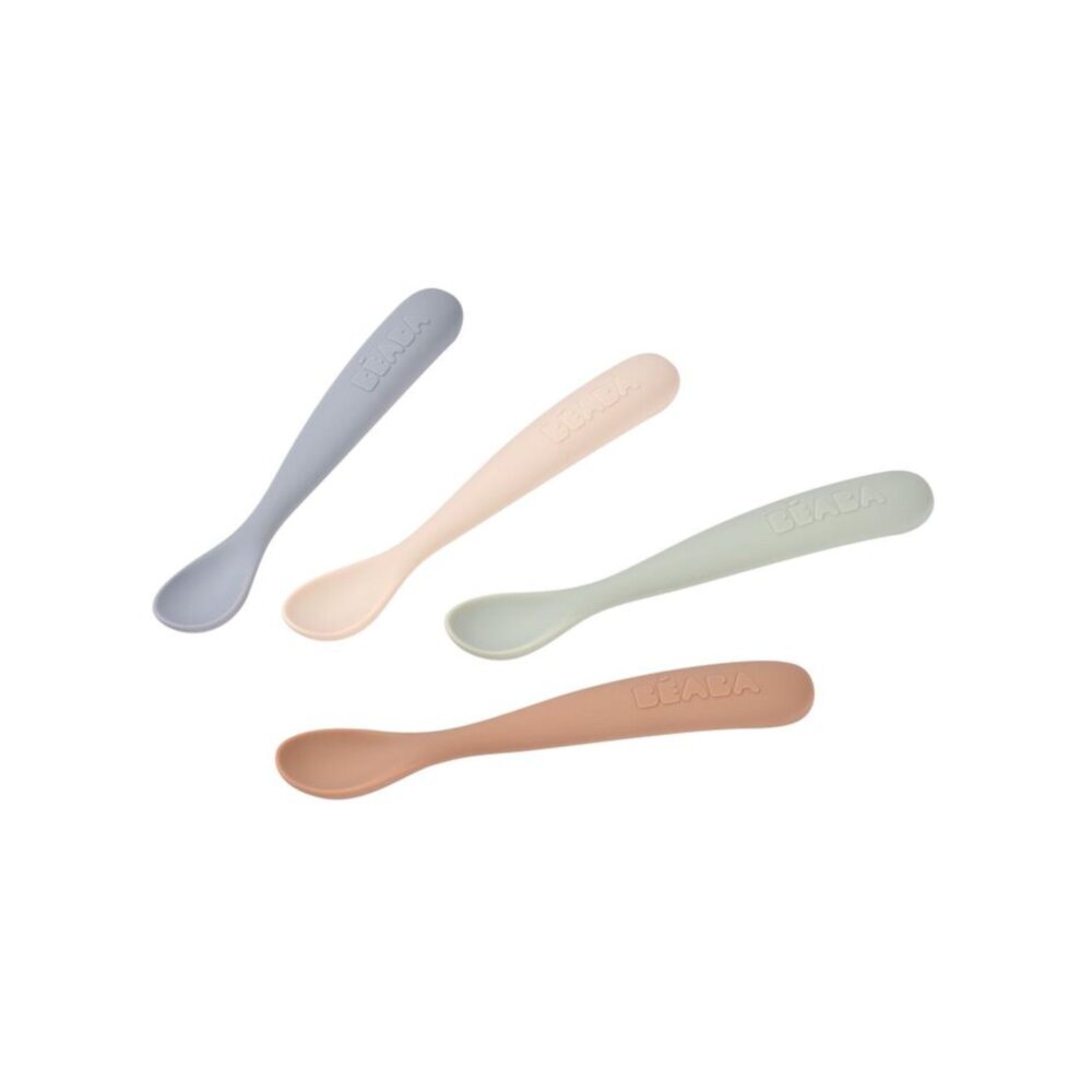 Set de 4 cucharas de silicona de primera etapa - Natural
