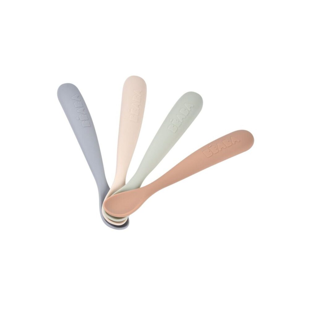 Set de 4 cucharas de silicona de primera etapa - Natural
