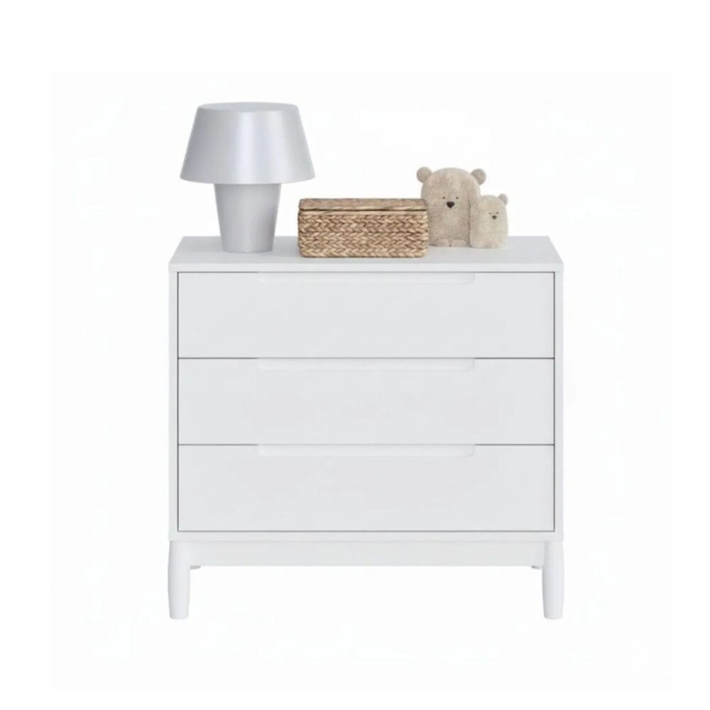 Cómoda blanca Mod. LION infantil de 3 cajones 90 x 100 x 52 cm - DIVICAR