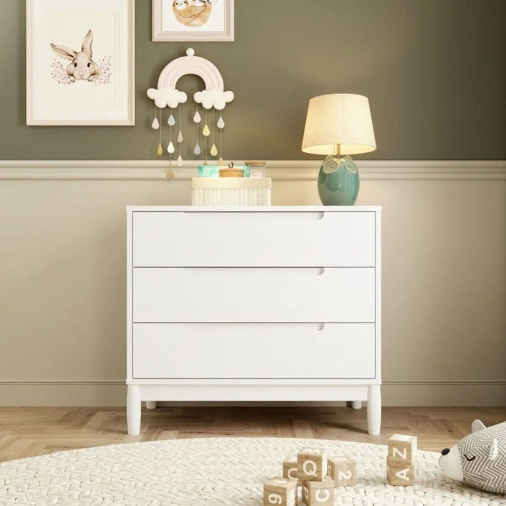 Cómoda blanca Mod. LION infantil de 3 cajones 90 x 100 x 52 cm - DIVICAR
