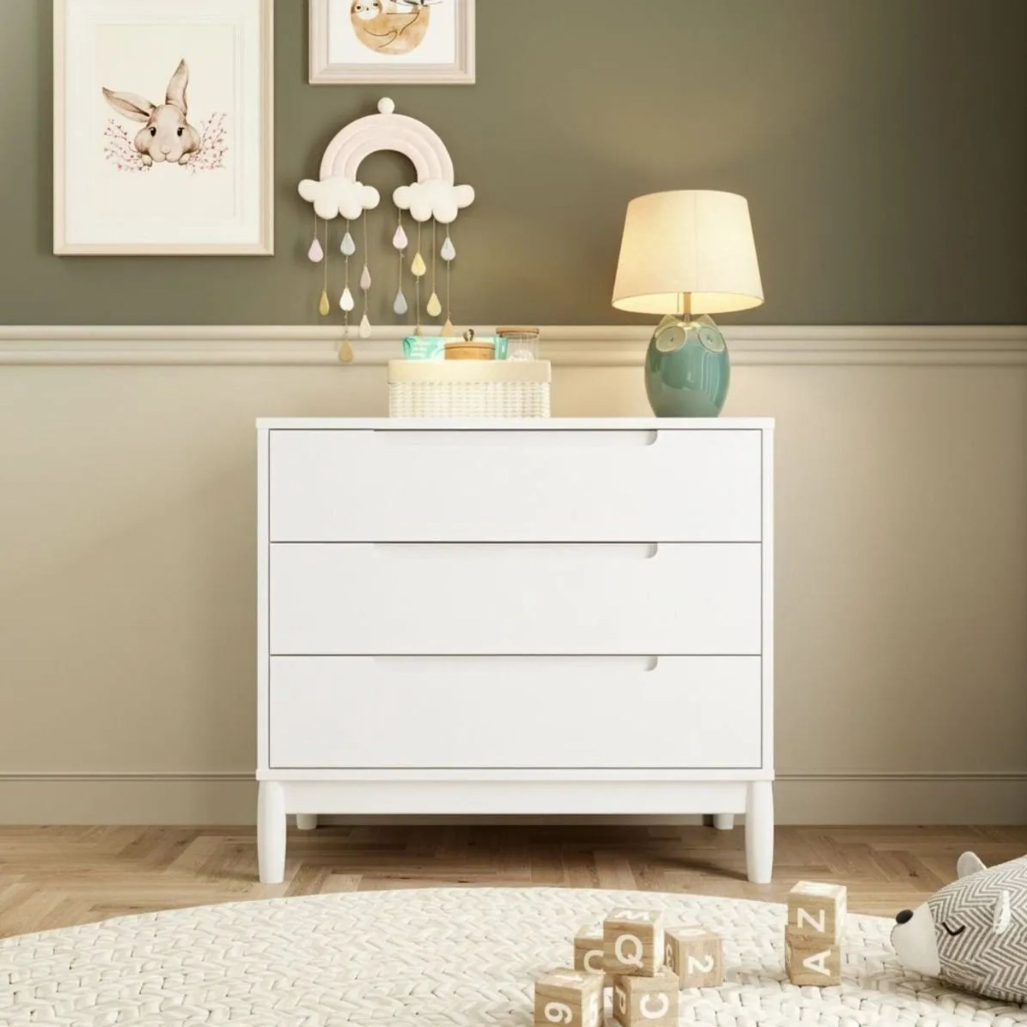 Cómoda de 6 cajones color blanco satinado Mod. Wood de 138 x 90 x 54 cm - DIVICAR
