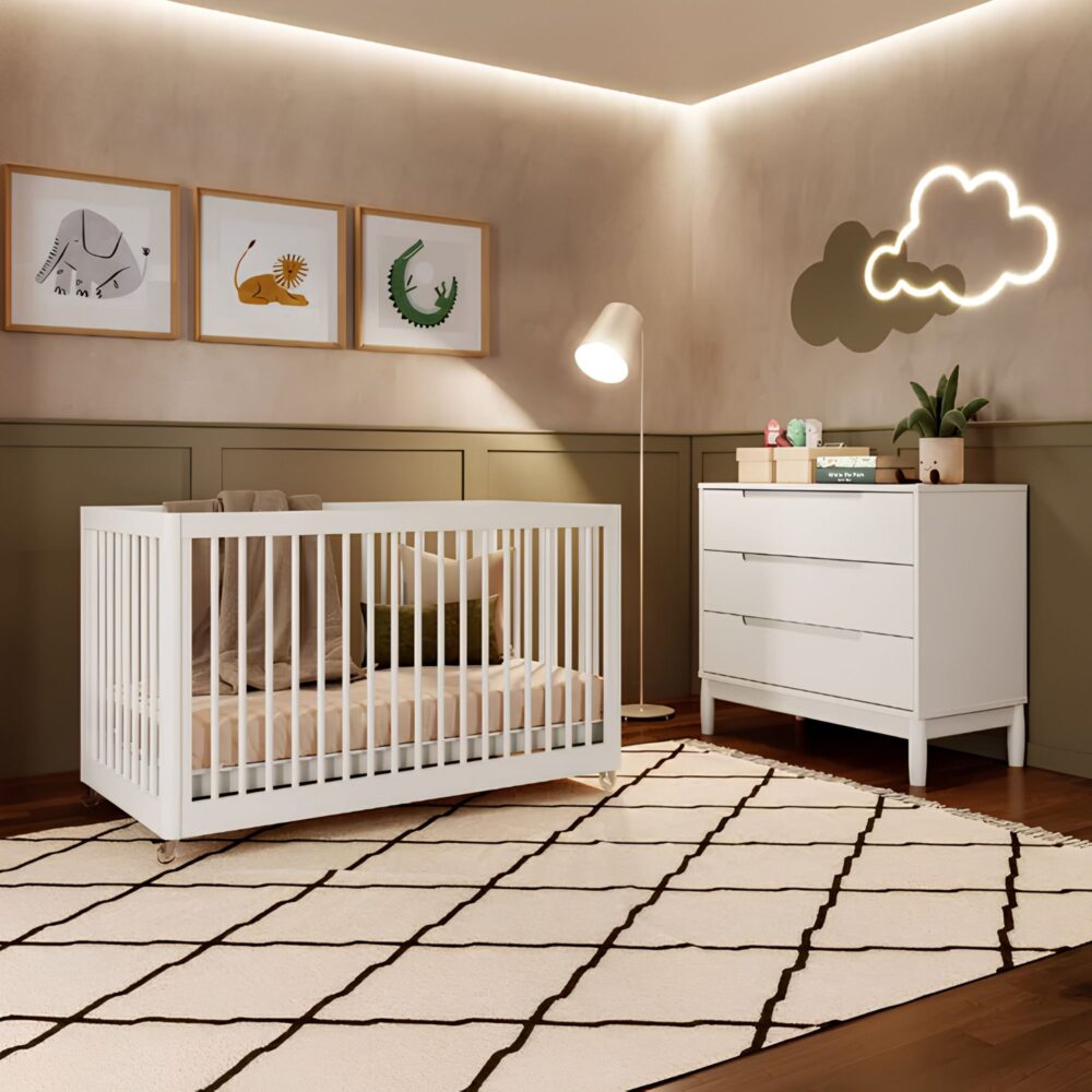 Cómoda blanca Mod. LION infantil de 3 cajones 90 x 100 x 52 cm - DIVICAR
