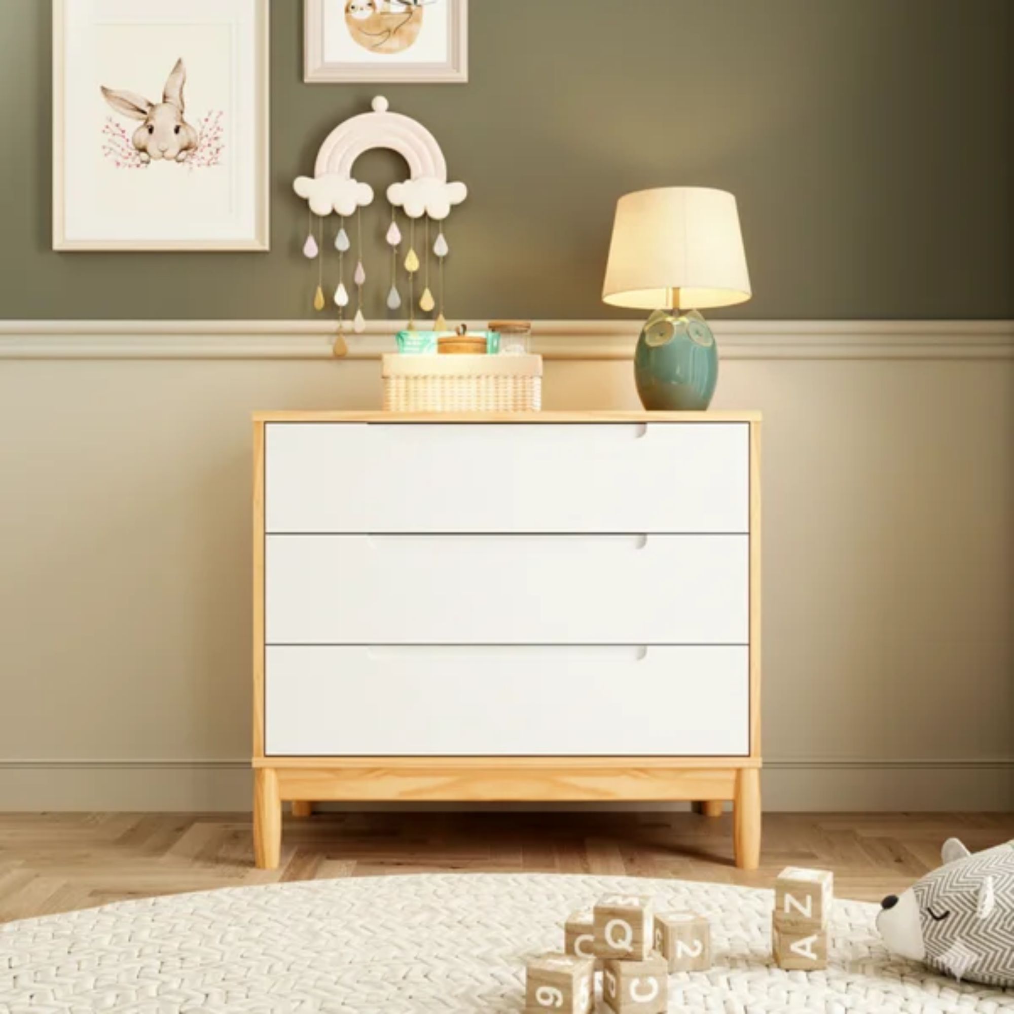 Cómoda de 6 cajones color blanco satinado Mod. Wood de 138 x 90 x 54 cm - DIVICAR