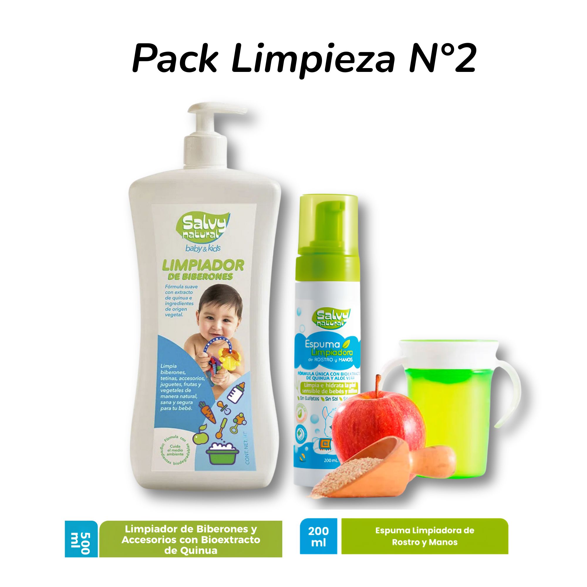 Limpiador de biberones y accesorios con extracto de quinua de 500 ml- SALVY