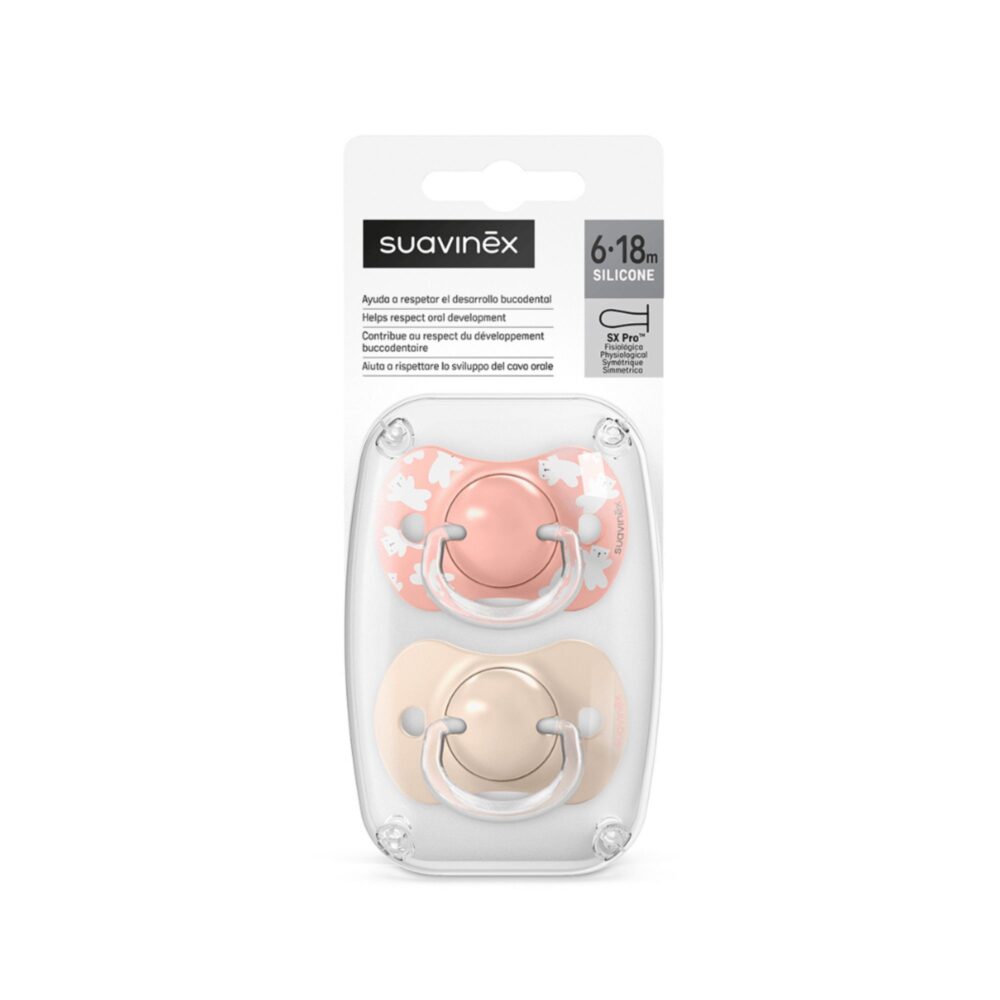Pack 2 chupones con tetina fisiológica SX Pro de silicona de 6 -18 meses Wild & Free - SUAVINEX