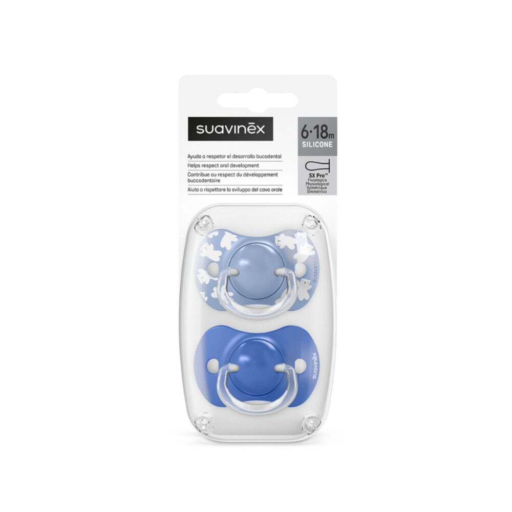 Pack 2 chupones con tetina fisiológica SX Pro de silicona de 6 - 18 meses Wild & Free - SUAVINEX