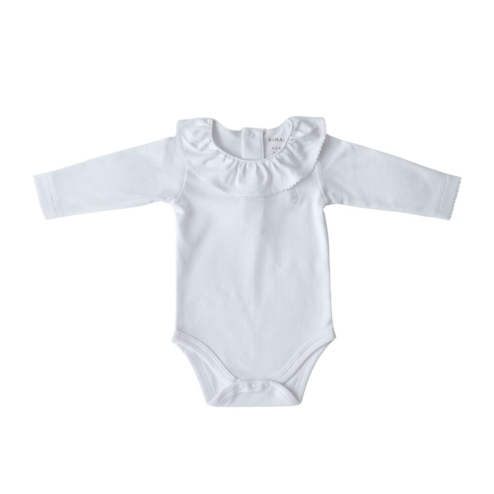 Body manga larga con cuello volado 100% algodón pima peruano - PIMA LIMA