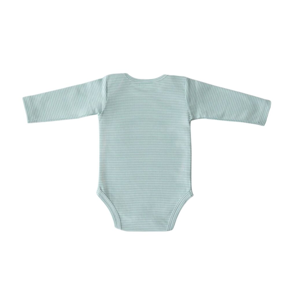 Body manga larga con cuello americano 100% algodón pima peruano Mod. rayas verde- PIMA LIMA