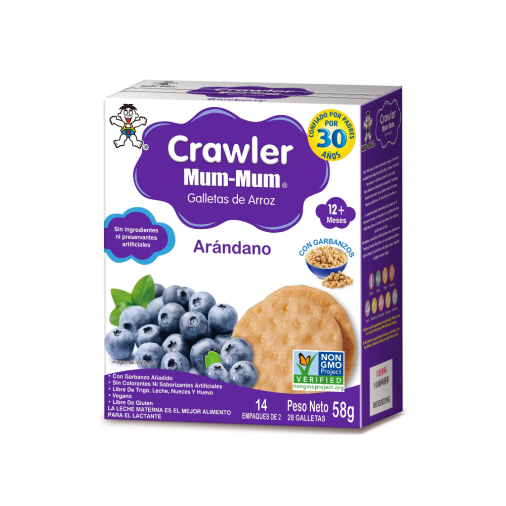 Galleta de arroz "Crawler Mum Mum" de arándano 58gr.