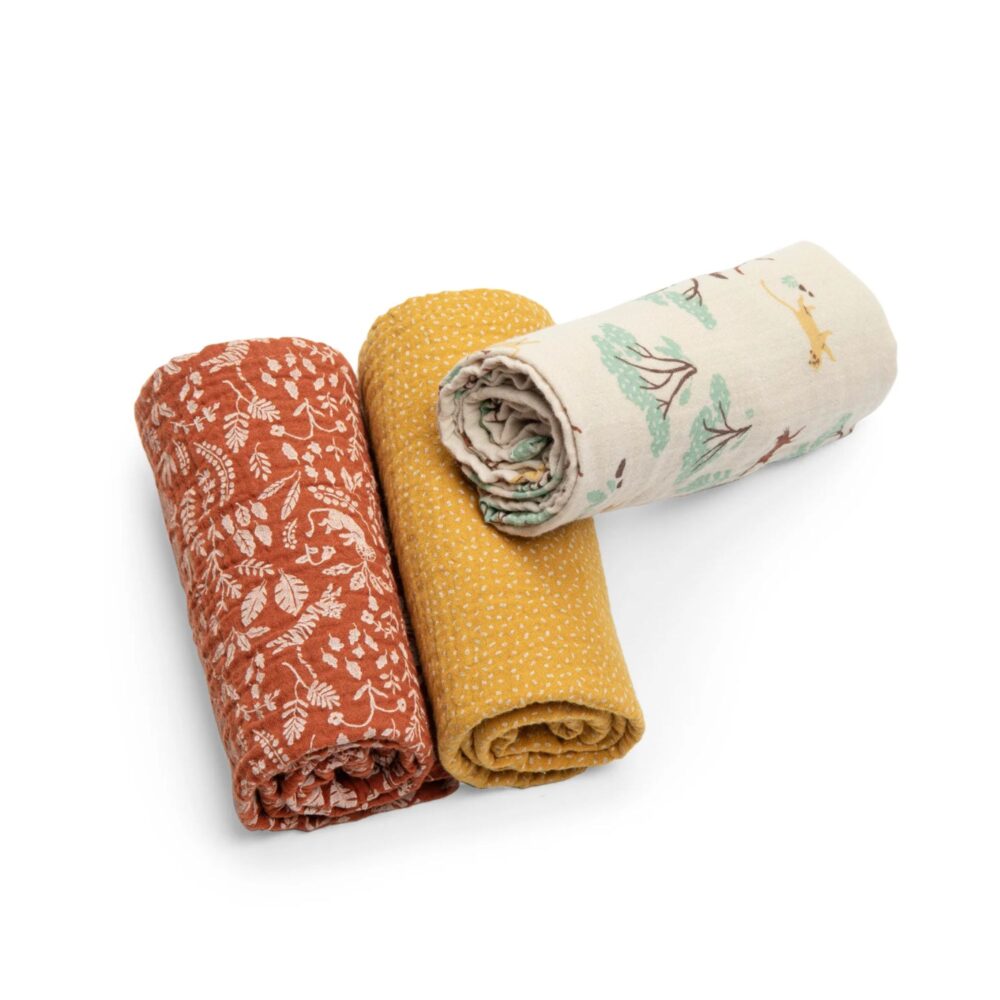 Set de 3 muselinas de algodón orgánico Colección Foret de Mawa - MOULIN ROTY