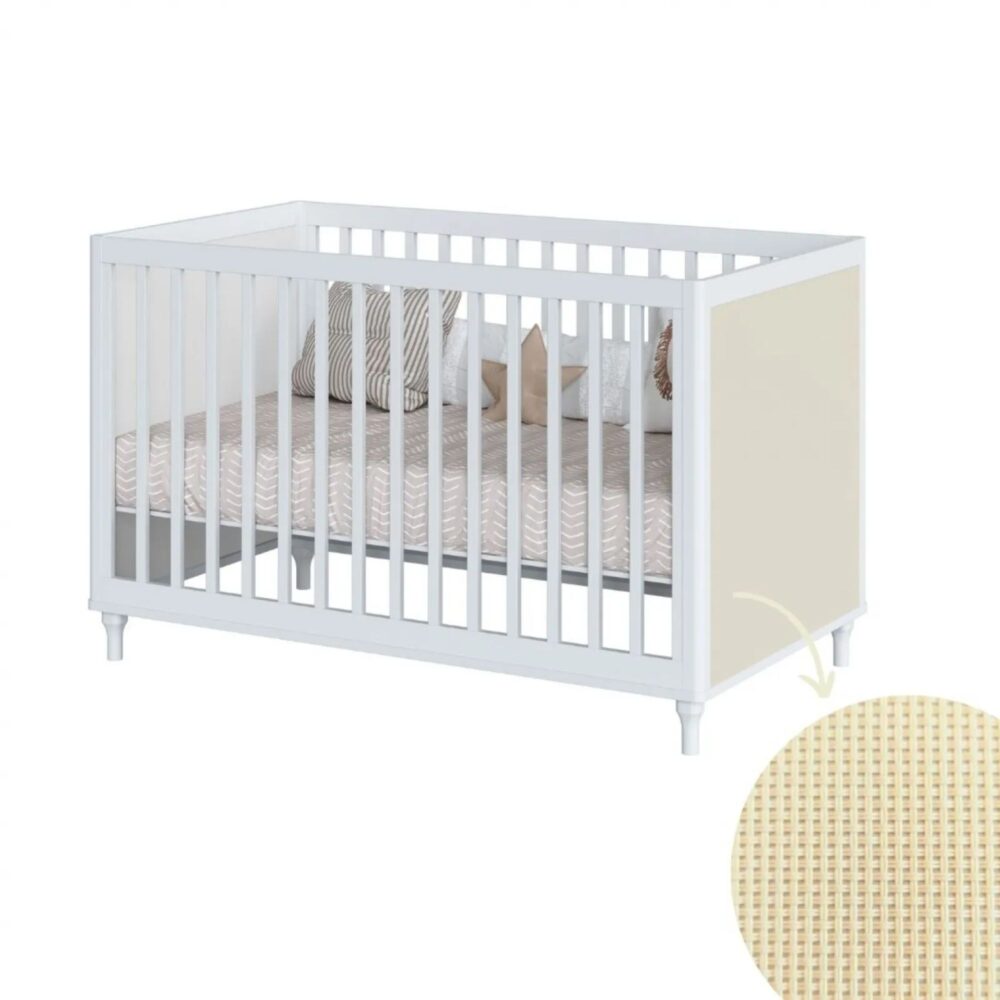 Cuna Fofura 2 en 1 con mimbre de 84.3 x 134.8 x 75.9 cm + colchón - DIVICAR