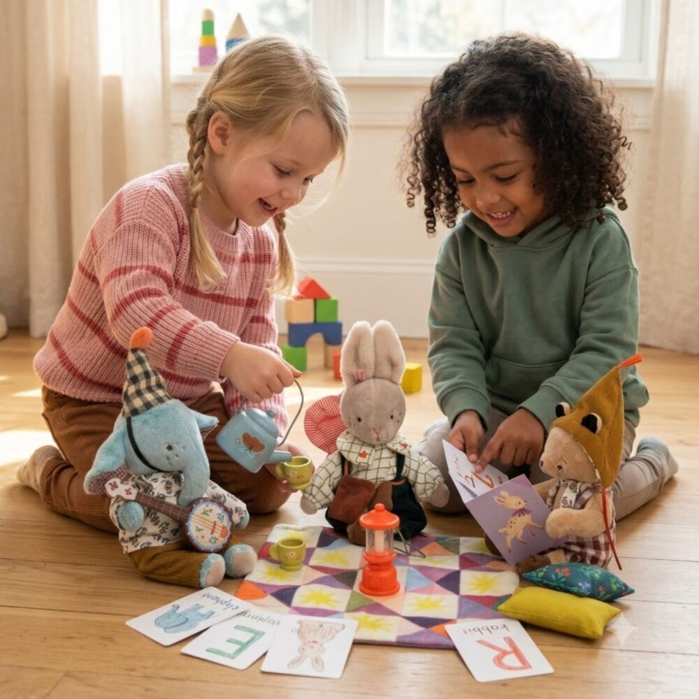 Juego Infantil Junto a la Chimenea Colección Les Minouchkas - MOULIN ROTY