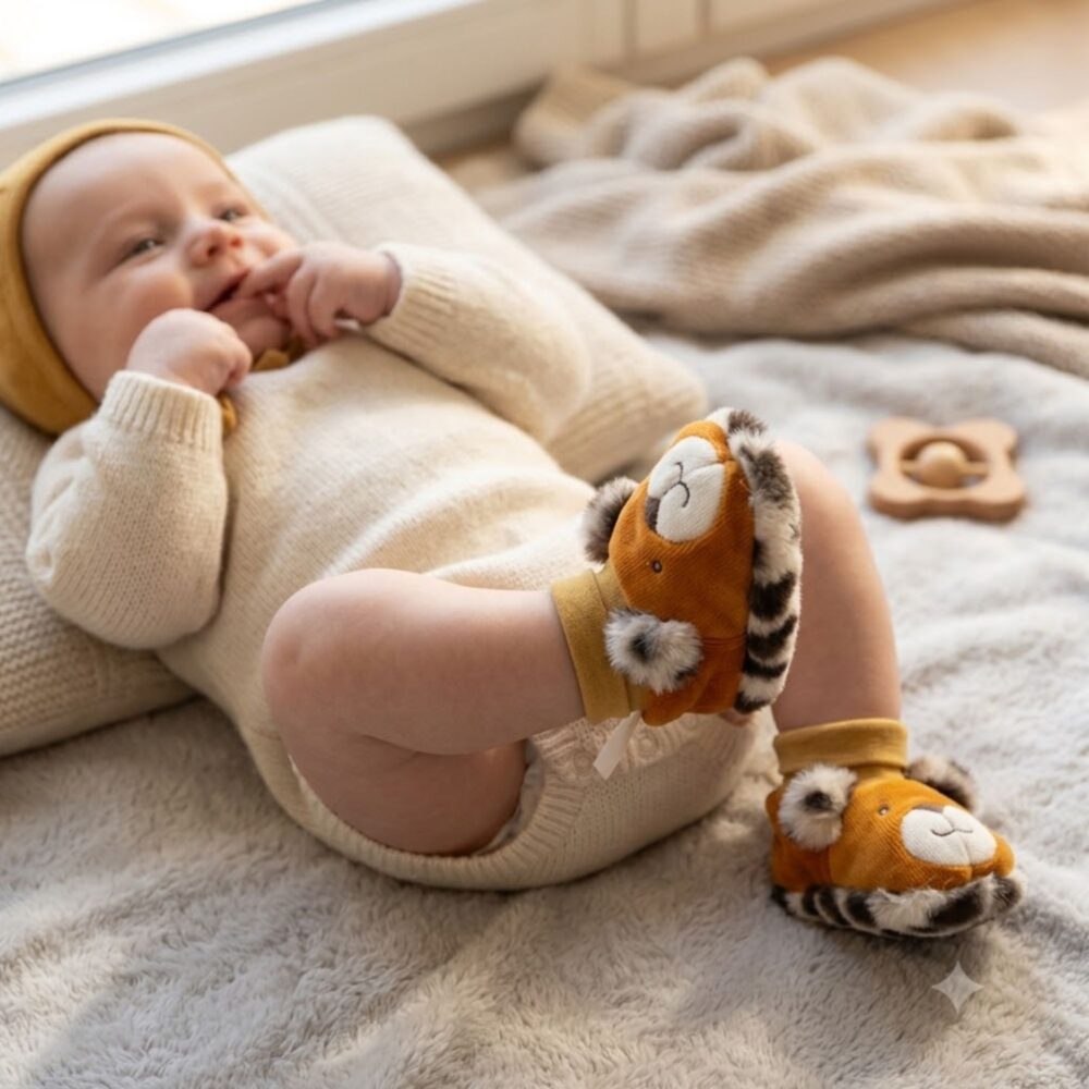 Patucos de 11 cm para bebé con estampado de Leopardo - MOULIN ROTY