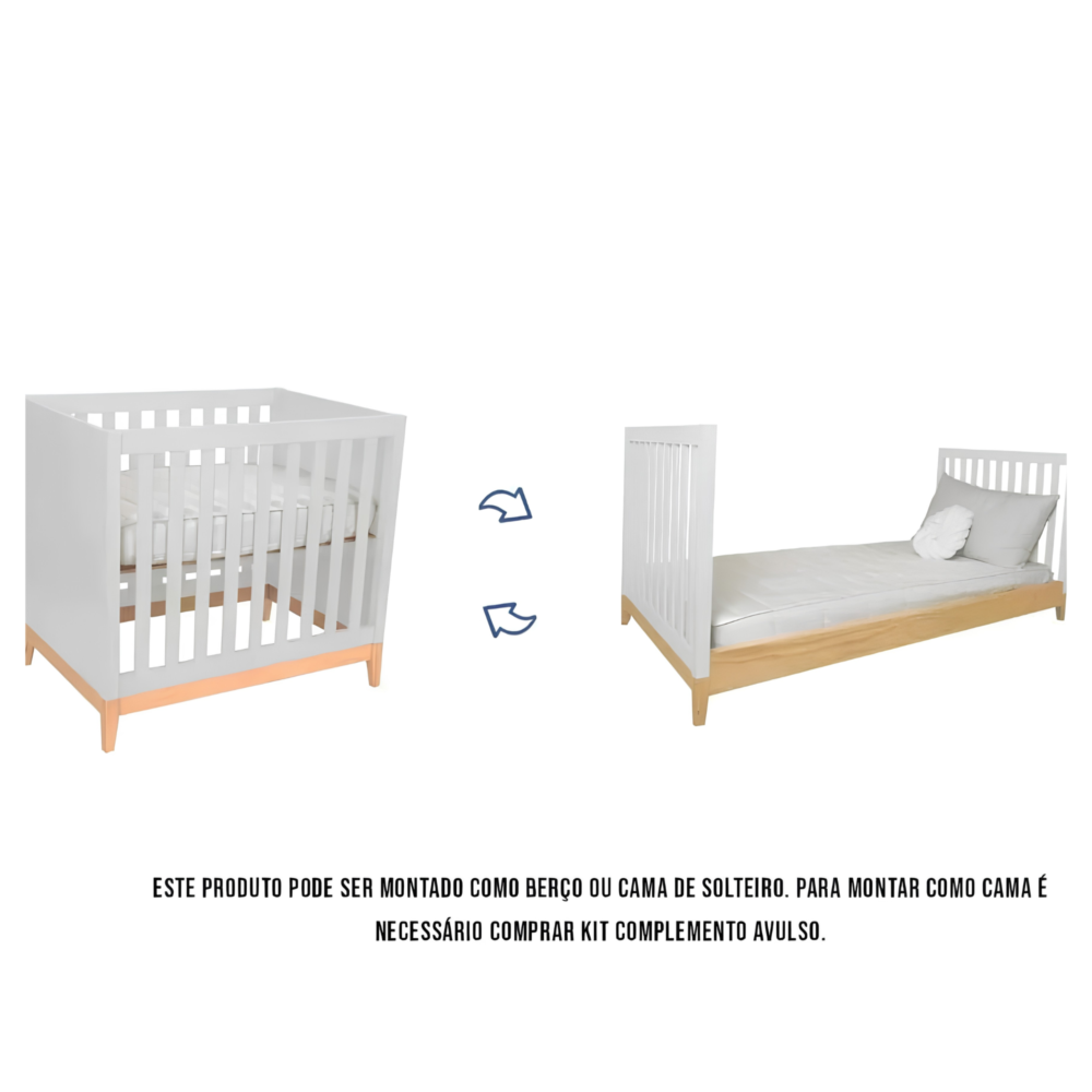 Cuna Amor Perfecto 2 en 1 + 2 colchones ( cuna y cama) + juego de extensión - DIVICAR